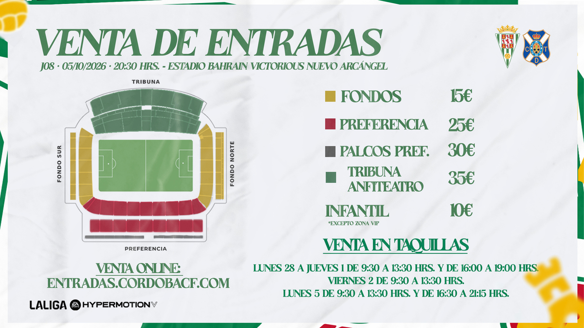 Imagen de la noticia: El Córdoba CF pone a la venta las entradas para recibir al Tenerife