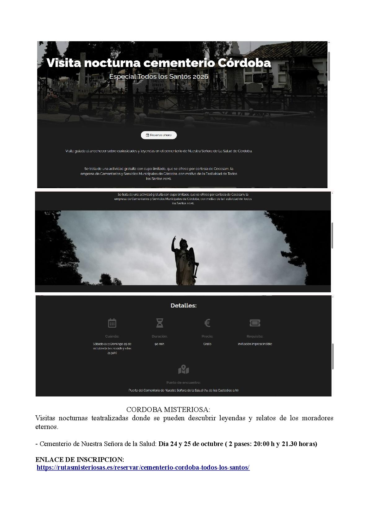 Córdoba Misteriosa: visita nocturna teatralizada en el cementerio de la Salud
