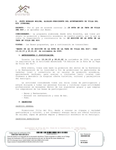 Imagen de la noticia: Abierto el plazo para participar en la IX Ruta de la Tapa de Villa del Río