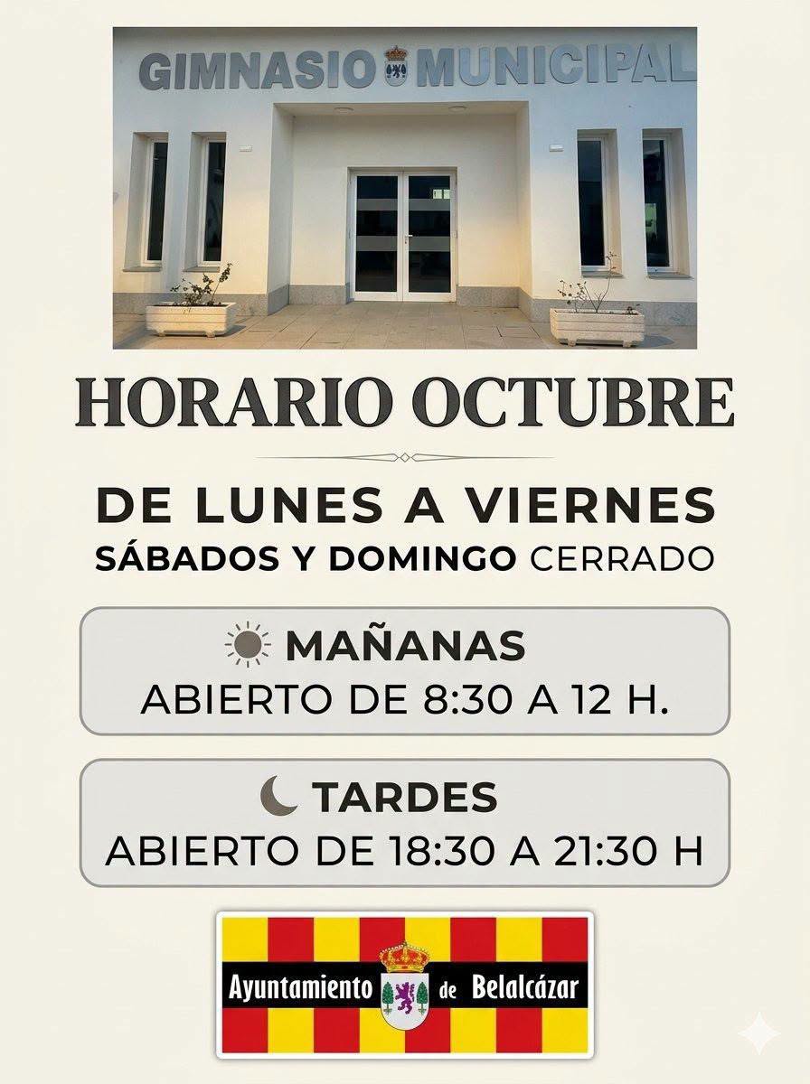 Image for the story: The Gimnasio Municipal de Belalcázar keeps its morning and afternoon hours in October