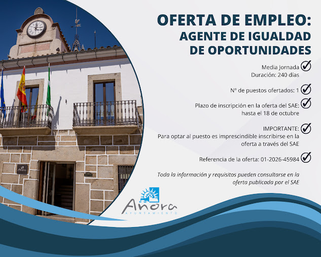 Image for the story: Añora seeks a part-time equality officer for 240 days