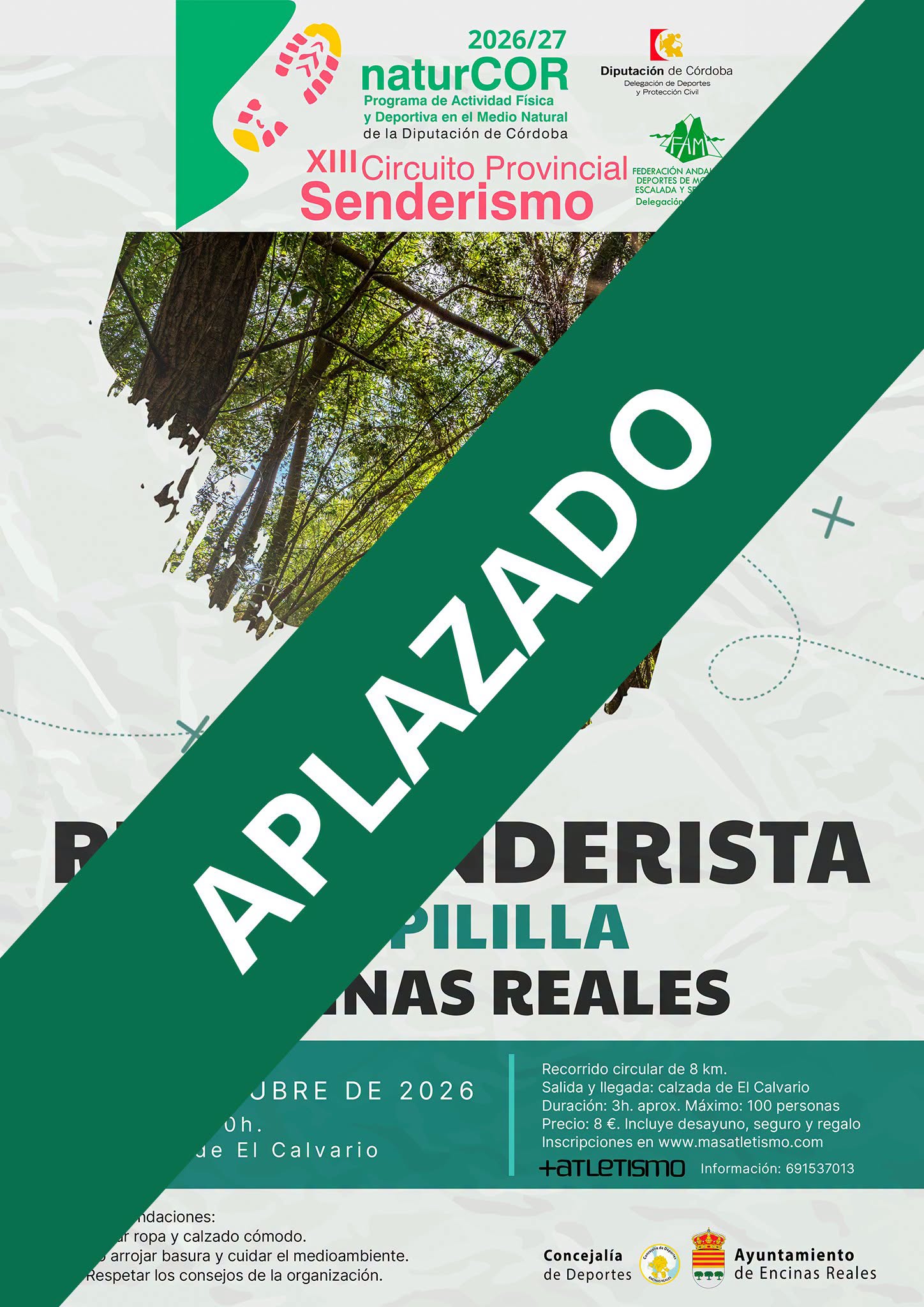 Imagen de la noticia: Aplazada la Ruta Senderista de Encinas Reales prevista para el 18 de octubre