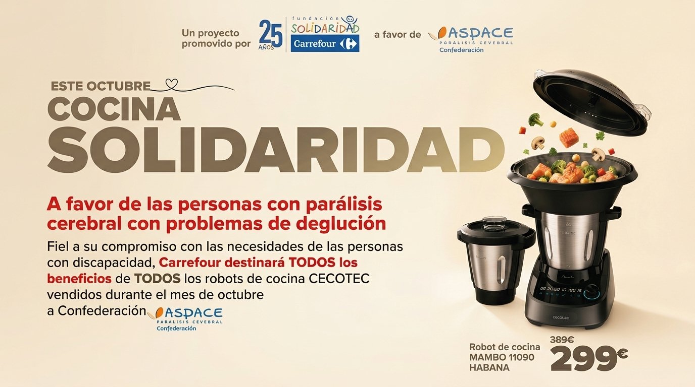 Imagen de la noticia: Carrefour dona a ASPACE los beneficios de sus robots de cocina durante octubre