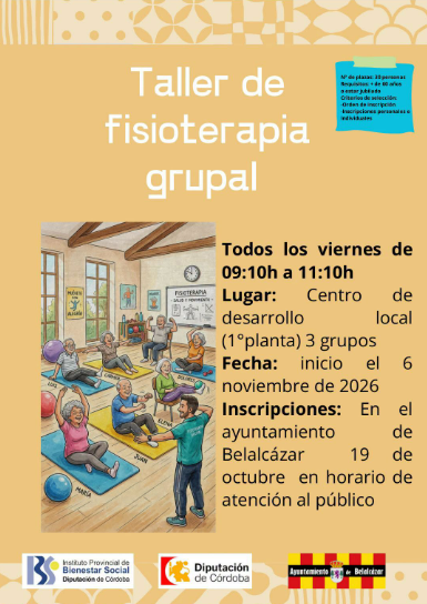 Imagen de la noticia: Belalcázar abre el 19 de octubre las inscripciones del taller de fisioterapia grupal