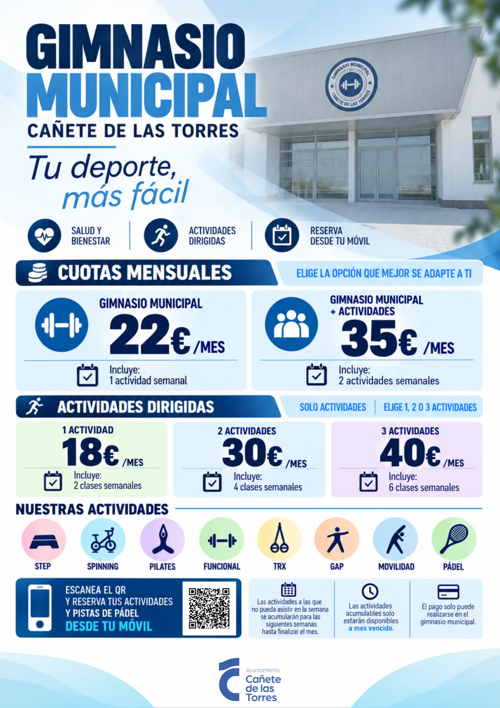 Imagen de la noticia: Cañete amplía las actividades del gimnasio municipal con cuotas desde 18 euros al mes