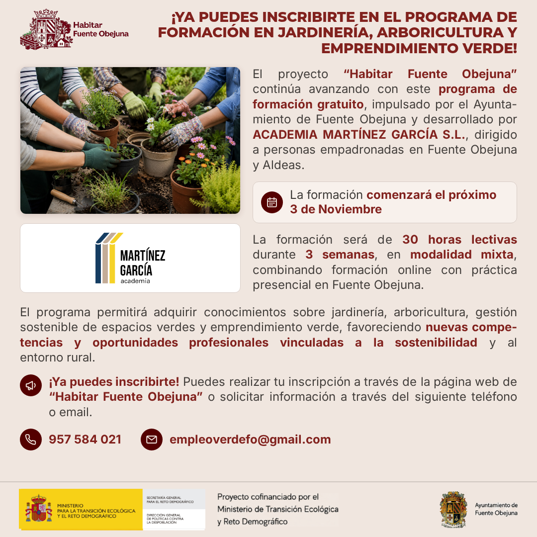 Imagen de la noticia: Fuente Obejuna abre la inscripción en un curso gratuito de jardinería y emprendimiento verde
