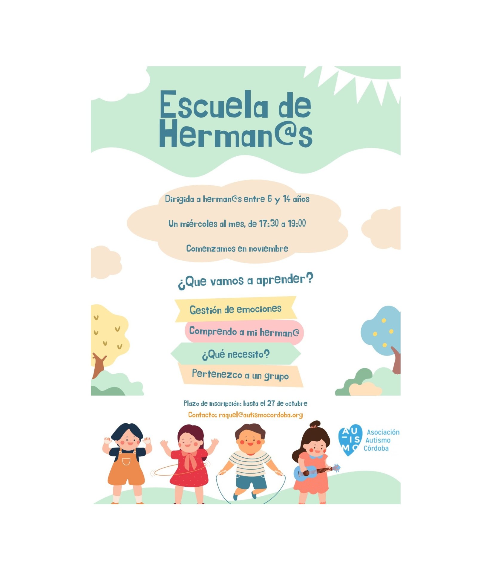 Imagen de la noticia: Autismo Córdoba abre la inscripción de su escuela de hermanos para niños de 6 a 14 años