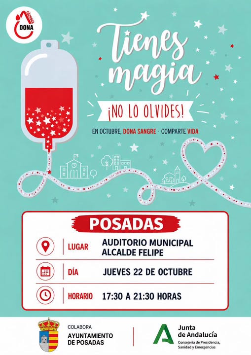 Imagen de la noticia: Posadas acoge el jueves 22 una jornada de donación de sangre en el Auditorio Municipal