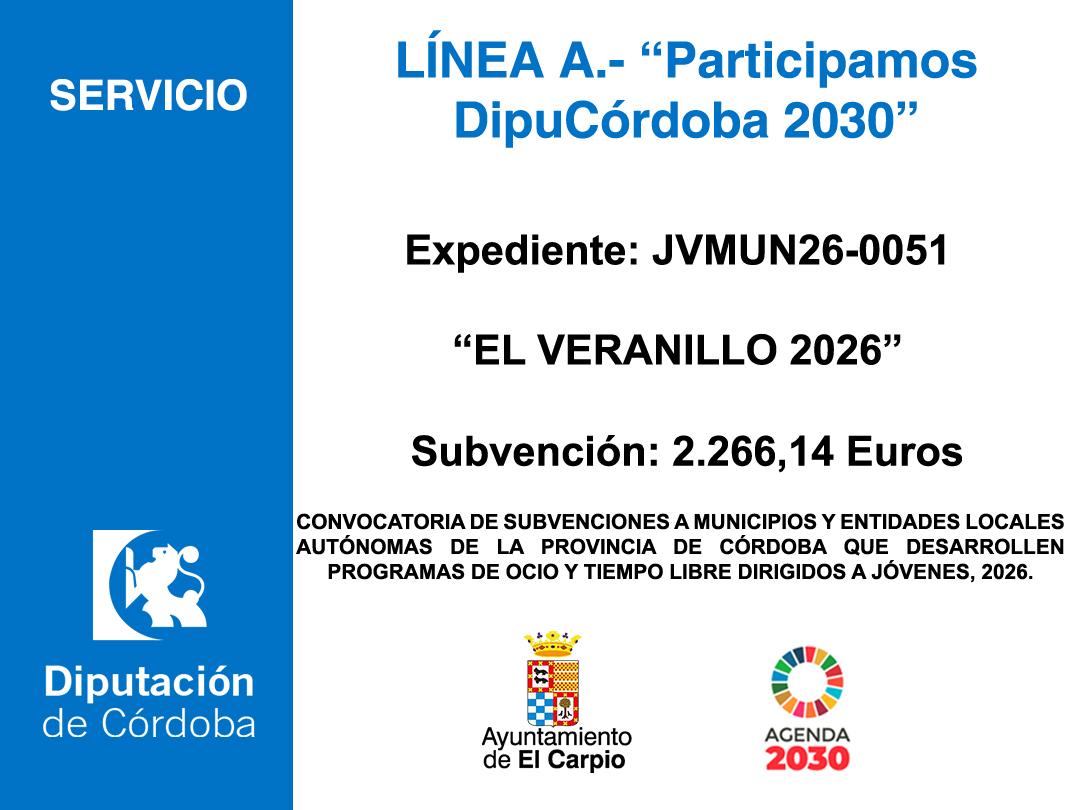 Imagen de la noticia: El Carpio recibe una ayuda de la Diputación para el programa juvenil El Veranillo 2026