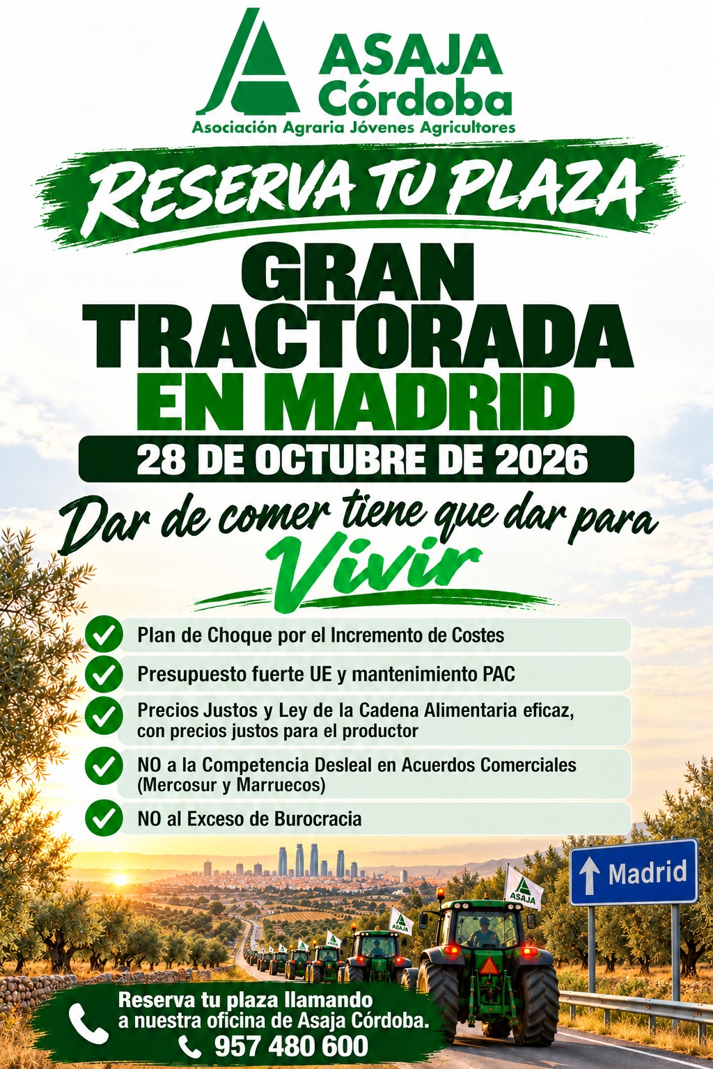 Imagen de la noticia: ASAJA, COAG y Unión de Uniones llevan el 28 de octubre a Madrid una tractorada del campo