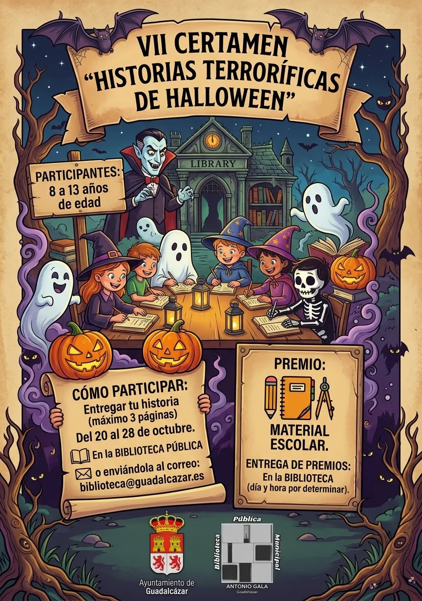 Imagen de la noticia: La biblioteca de Guadalcázar convoca su certamen de relatos de terror para niños de 8 a 13 años