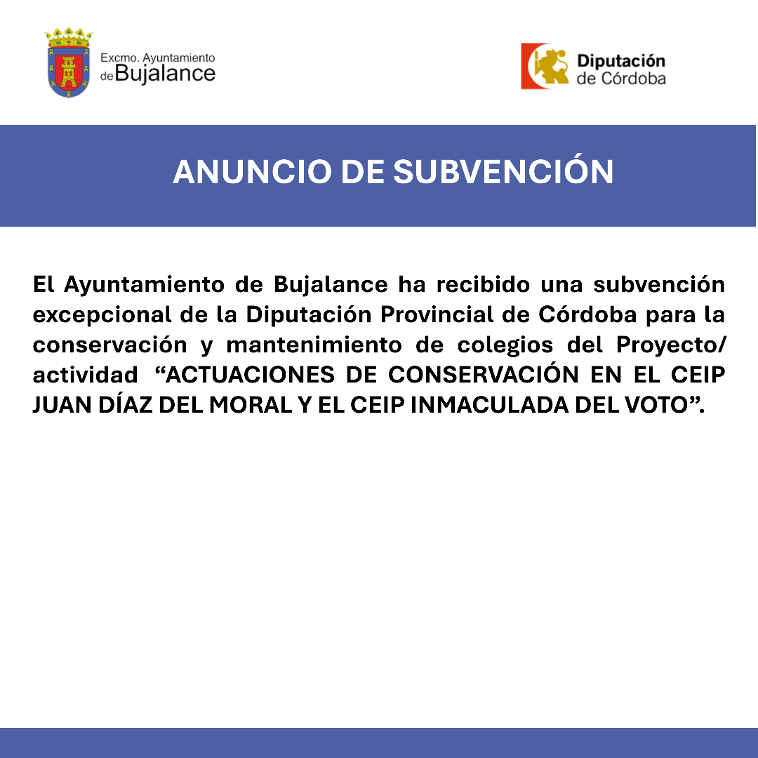 Imagen de la noticia: Bujalance recibe una subvención para mantener dos colegios públicos